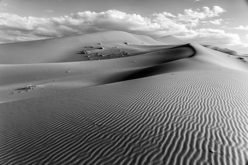 Onaangeroerde woestijn en het Landschap van Zandduinen bij Zonsopgang, Afrika van Tjeerd Kruse