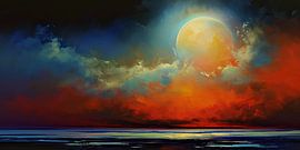 Sonnenuntergang zur goldenen Stunde über dem Meer von Laila Bakker