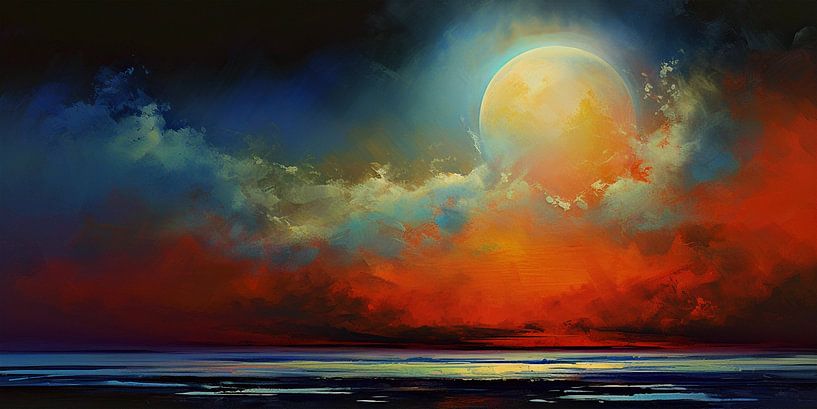 Coucher de soleil sur la mer à l'heure dorée par Laila Bakker