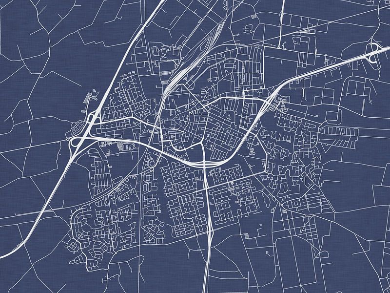 Map of Roosendaal in Royal Blue by De Kaartenwinkel