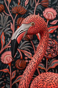 Indiase Kalamkari Flamingo van Frank Daske | Foto & Design