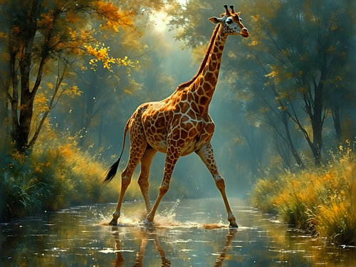 Giraffe in het water