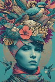 Bird Garden Muse – Surreale Blumenfrau