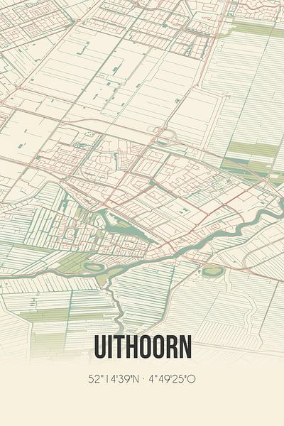 Vintage map of Uithoorn (North Holland) by MyCityPoster