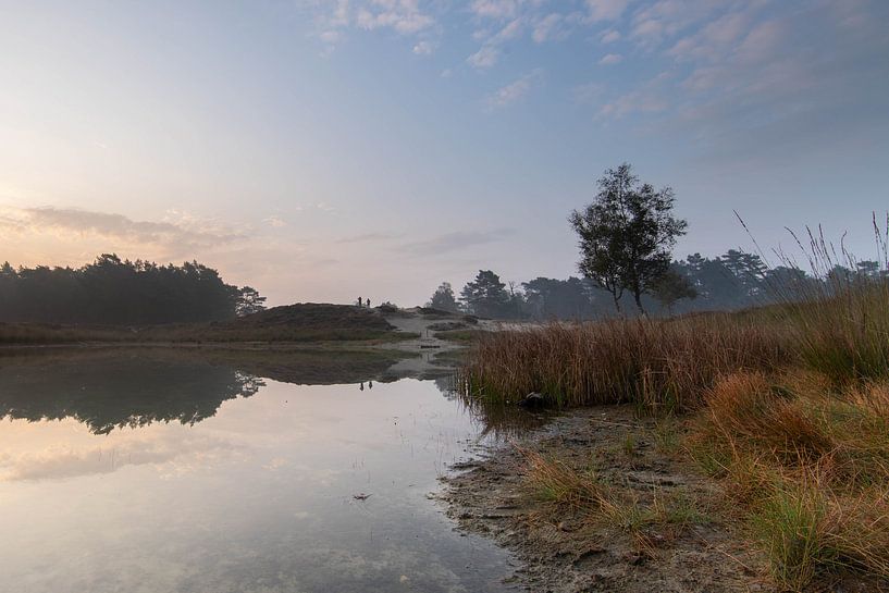 Nebliger Sonnenaufgang Zeist bosmeertje Heidestein von Peter Haastrecht, van