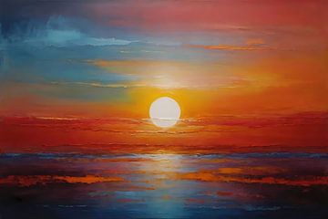 Lebendige Impression eines farbenprächtigen Sonnenuntergangs von De Muurdecoratie