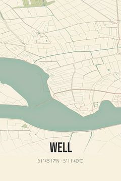 Vintage map of Well (Gelderland) by Rezona