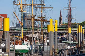 Sailing ships at the Schlachte in Bremen, Bremen, Germany