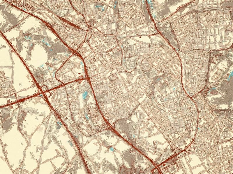 Map of Heerlen in the style Blue &amp; Cream by De Kaartenwinkel