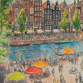 Zicht op Amsterdam van Abstract Schilderij