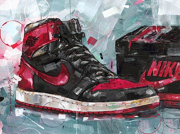 Nike air jordan 1 retro high Banned bred painting. by Jos Hoppenbrouwers