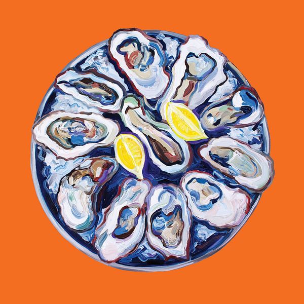Oysters On a Plate Orange by Alice Straker