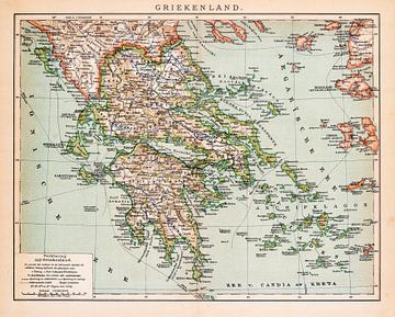 Vintage kaart Griekenland van Studio Wunderkammer