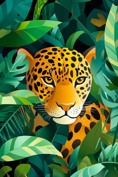 Dschungelkönig – Leo im Versteck von Poster Art Shop