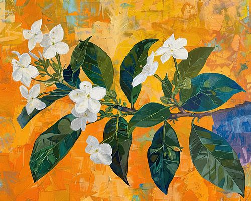 Bloemen met Bladeren | Witte Bloemen