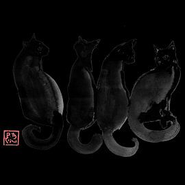 schwarze Katzen von Péchane Sumie