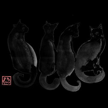 schwarze Katzen von Péchane Sumie