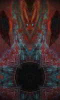 Digital Art, Abstract, Red, Black, Turquoise.