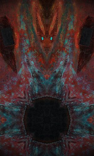 Digitale Kunst, Abstrakt, Rot, Schwarz, Türkis.