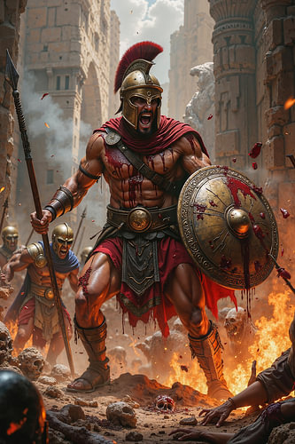 Dark Fantasy Gothic Wall Art: AUREXION – The Roman in the Flames of the City