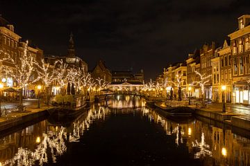 Leiden Nieuwe Rijn in decemberlicht. van Erwin van Eekhout