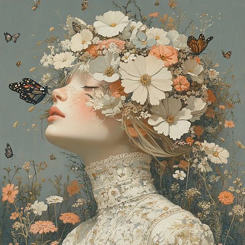 Vrouw Bloemen | Vlinders Bloemen Vrouw