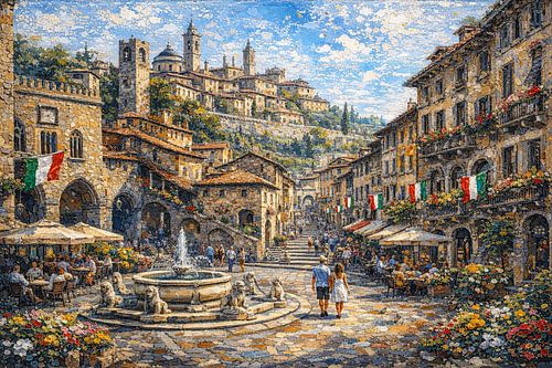 Bergamo in Italy painting.