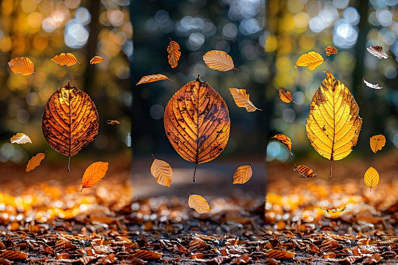Feuilles d'automne dansant dans une lumière douce par Art & Soul Creations