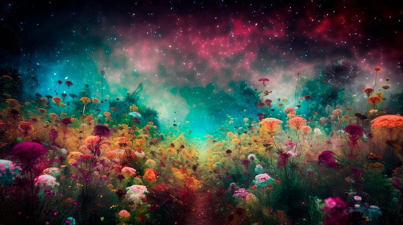 Wildflower Field with Starry Sky by Maarten Knops
