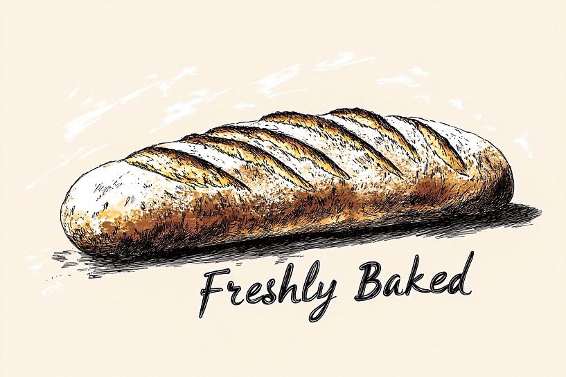 Freshly baked bread illustration by Art & Soul Creations