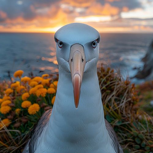 Albatross Bird with Intense Gaze by the Sea