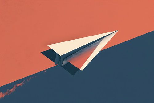 Avion minimaliste en papier avec jeu d'ombres