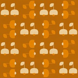 70er-Jahre-Vintage-Muster Ocker, Orange, Weiß von Dina Dankers