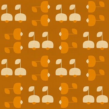 70s vibes vintage patroon oker, oranje, wit van Dina Dankers