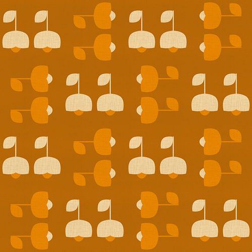 70s vibes vintage patroon oker, oranje, wit