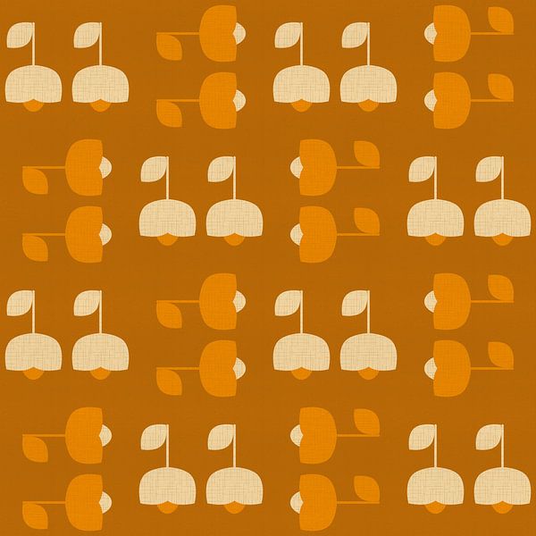 Motif vintage des années 70 ocre, orange, blanc par Dina Dankers