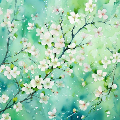 Japanse bloesem in groene tinten