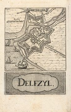 Alte Karte von Delfzijl aus der Zeit um 1743