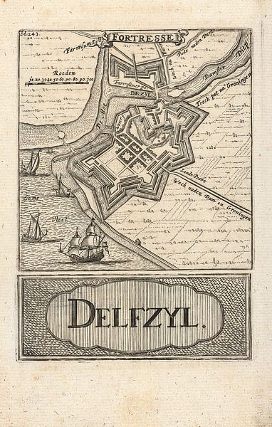 Ancienne carte de Delfzijl datant d'environ 1743 par Gert Hilbink