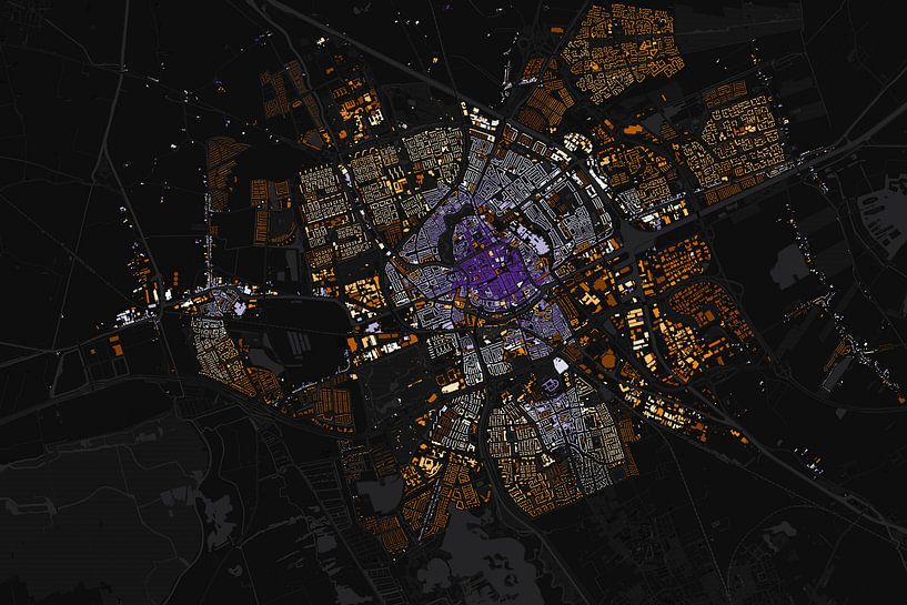 Kaart van Groningen abstract van Maps Are Art