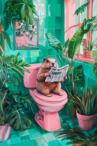 Sitting beaver in a colourful bath by Poster Art Shop