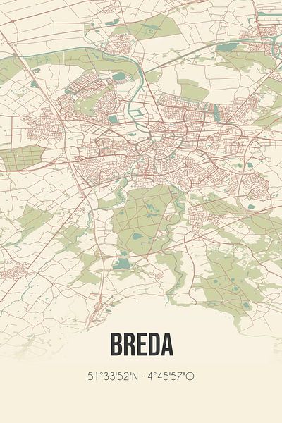 Vintage map of Breda (North Brabant). by MyCityPoster