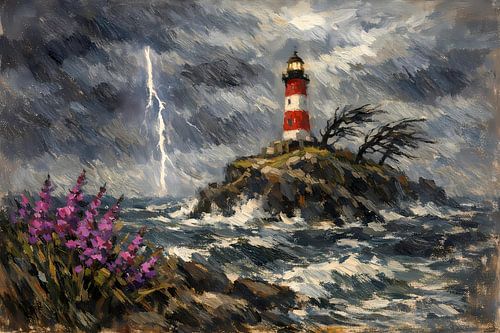 Lighthouse during storm