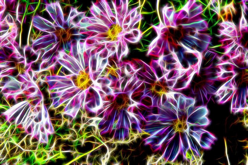 Neon bloemstilleven van Edgar Schermaul