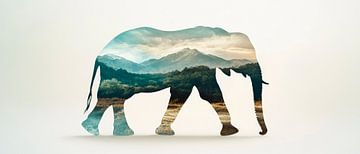 Olifant met landschap van Poster Art Shop