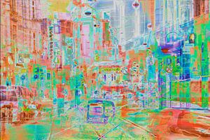 Colourful street scene in the Bremen quarter abstract, Bremen, Deutschl