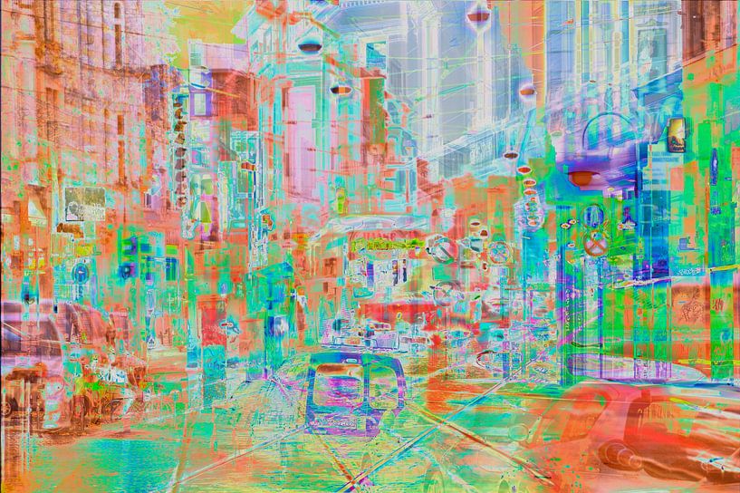 Colourful street scene in the Bremen quarter abstract, Bremen, Deutschl by Torsten Krüger