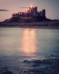 Lever de soleil au château de Bamburgh