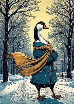Gans in winterjas en sjaal van MIROKKU