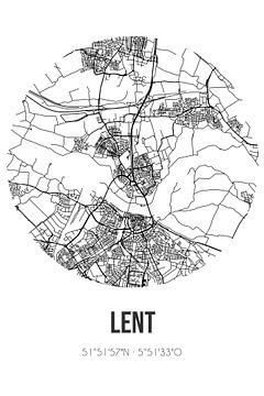 Lent (Gelderland) | Landkaart | Zwart-wit van MijnStadsPoster